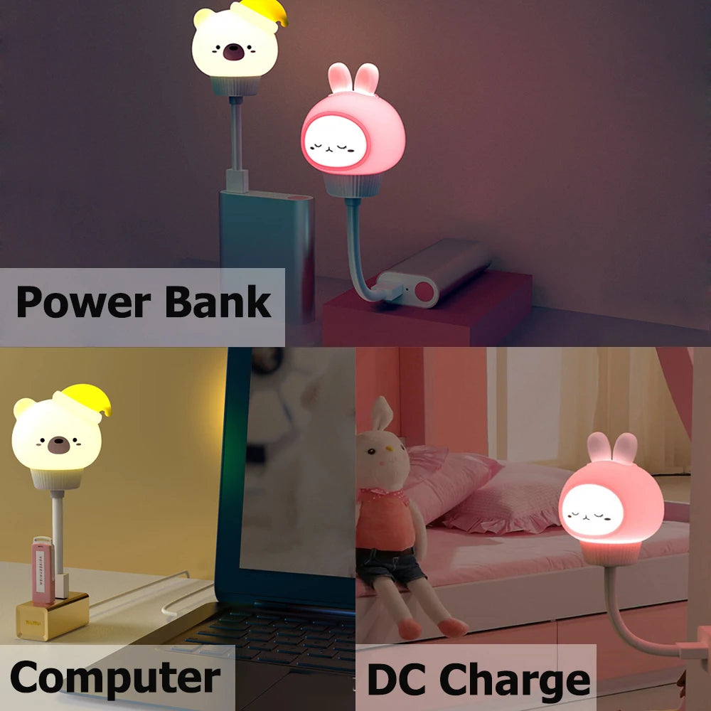 Cartoon Night Light with Remote – USB Bedside Lamp for Kids