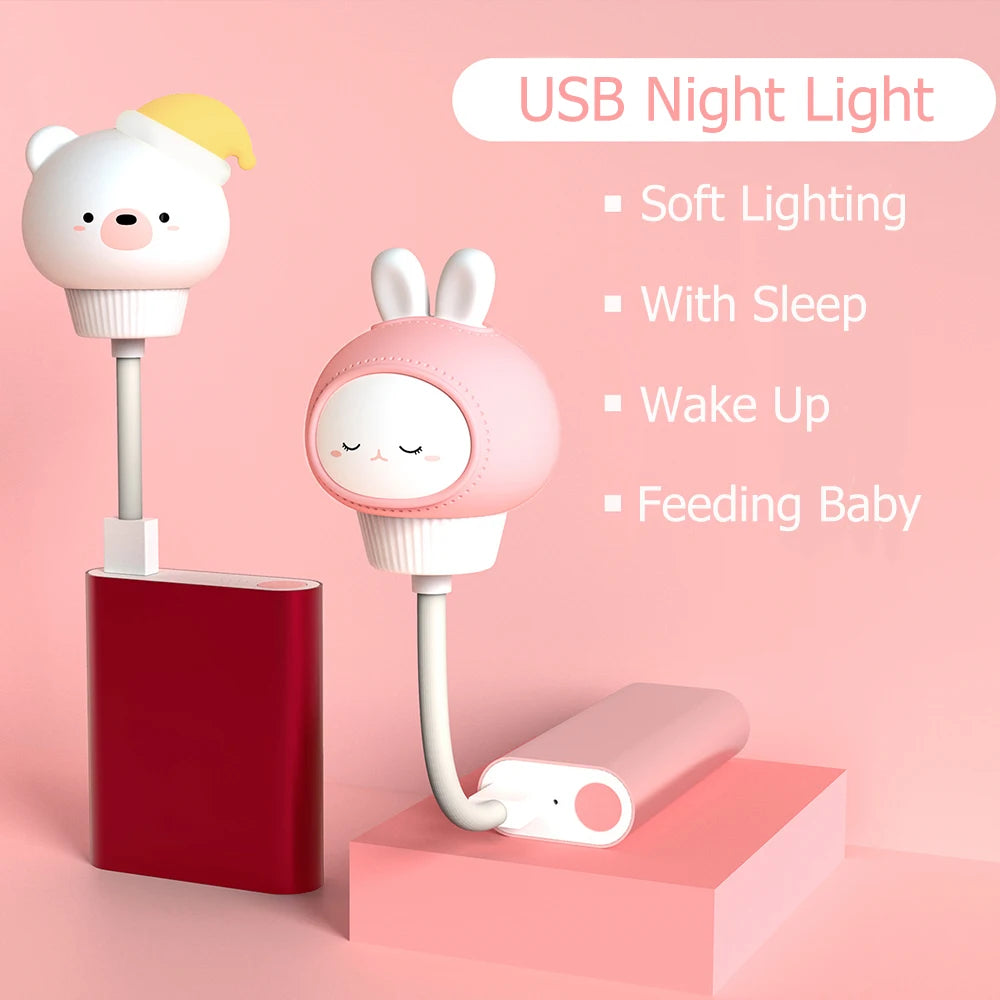 Cartoon Night Light with Remote – USB Bedside Lamp for Kids