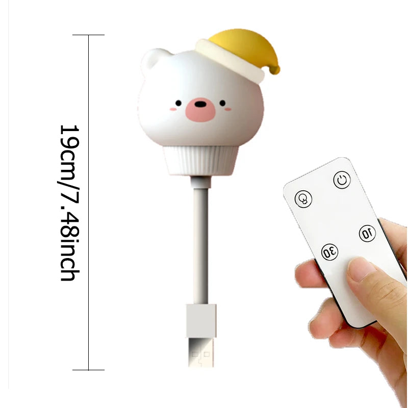 Cartoon Night Light with Remote – USB Bedside Lamp for Kids