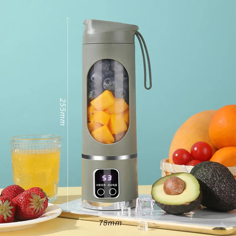 3-Speed Rechargeable Juicer – 10 Blades, Portable Blender Cup (450ml Capacity)