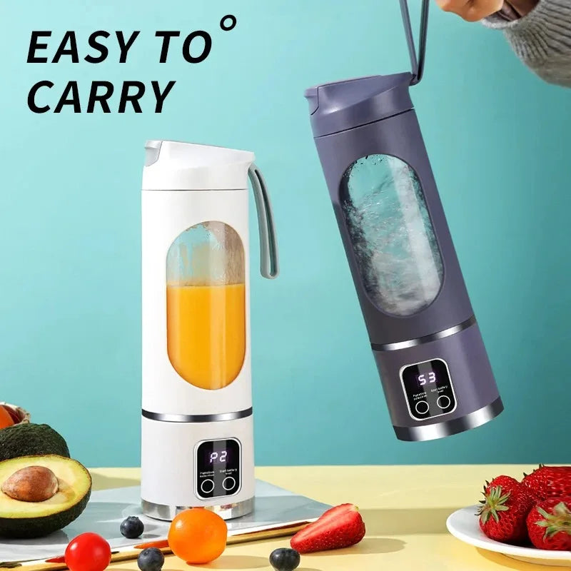 3-Speed Rechargeable Juicer – 10 Blades, Portable Blender Cup (450ml Capacity)