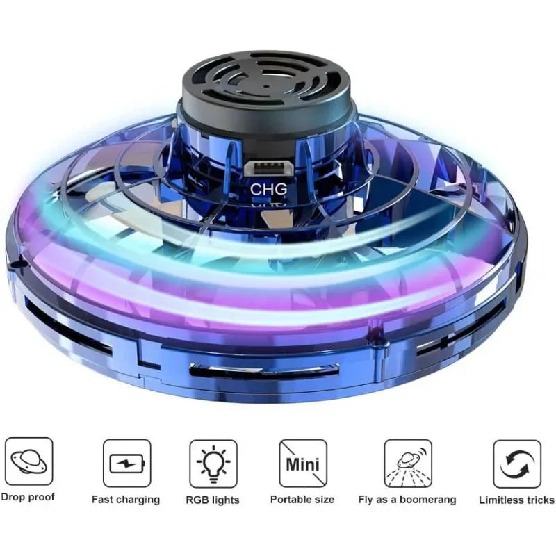 Flying Spinner Mini UFO Drone Flying Fidget Spinner Hover Boomerang Fidget Spinner Hand Controlled Mini Drone Outdoor Flying Toy