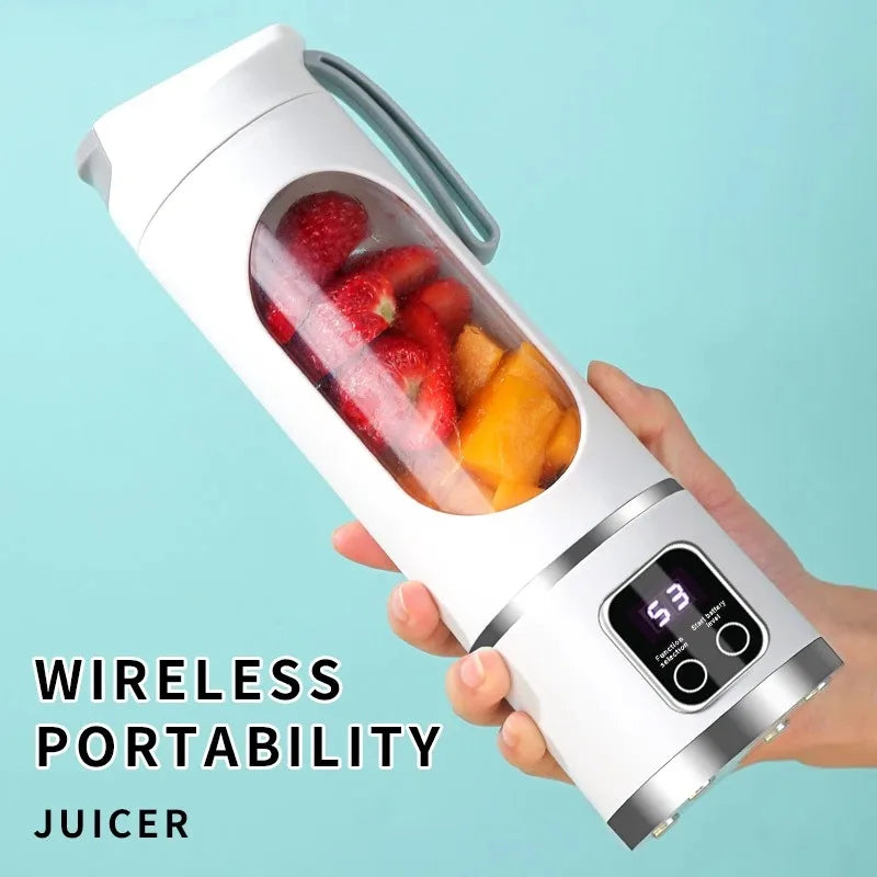 3-Speed Rechargeable Juicer – 10 Blades, Portable Blender Cup (450ml Capacity)