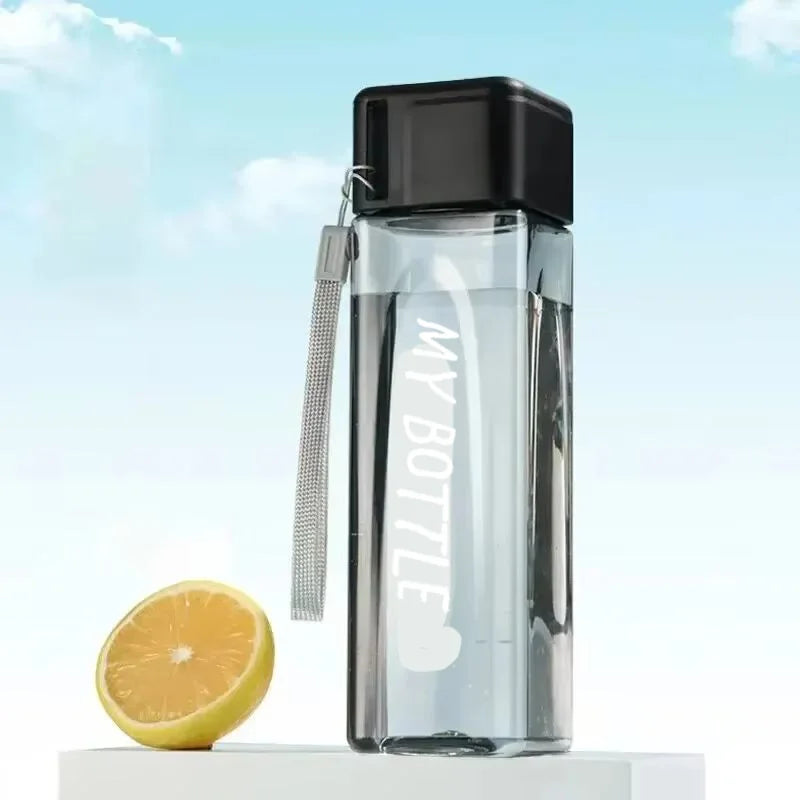 ClearMate™ Square Drinking Bottle – Matte Plastic & Milk Cable for Outdoor Use