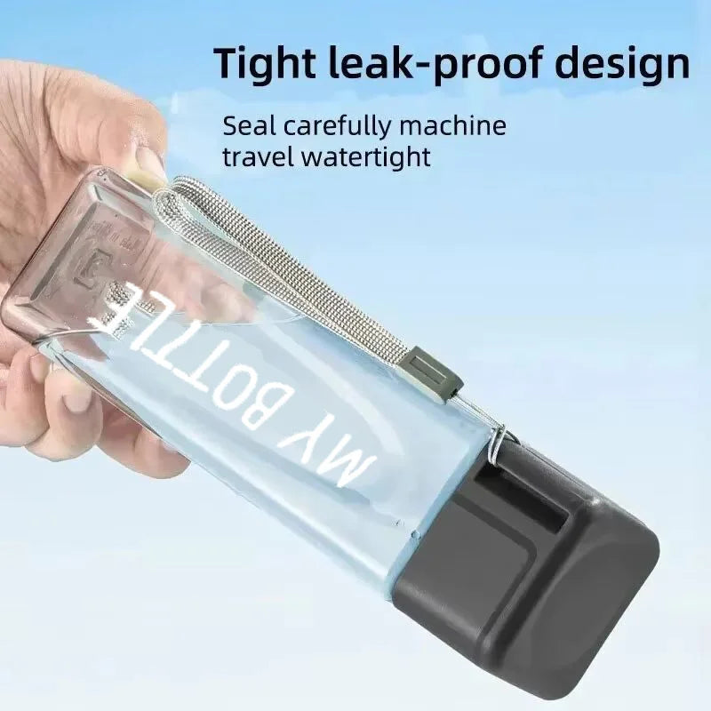 ClearMate™ Square Drinking Bottle – Matte Plastic & Milk Cable for Outdoor Use