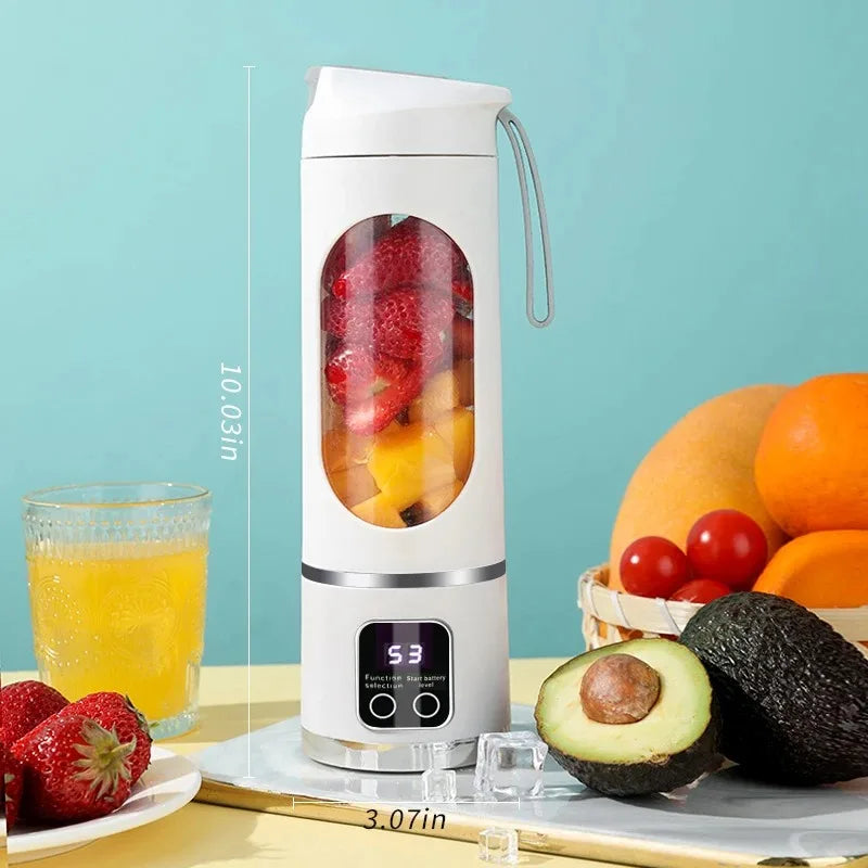 3-Speed Rechargeable Juicer – 10 Blades, Portable Blender Cup (450ml Capacity)